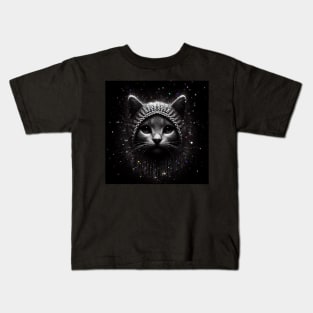 Monochromatic Knitting Cat Within Colors Kids T-Shirt